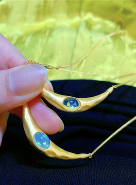 非洲欧泊925银镀金女项链