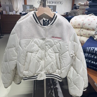 ONE MOMENT正品2025新款棒球服短款外套女秋冬季爆款加绒加厚棉衣