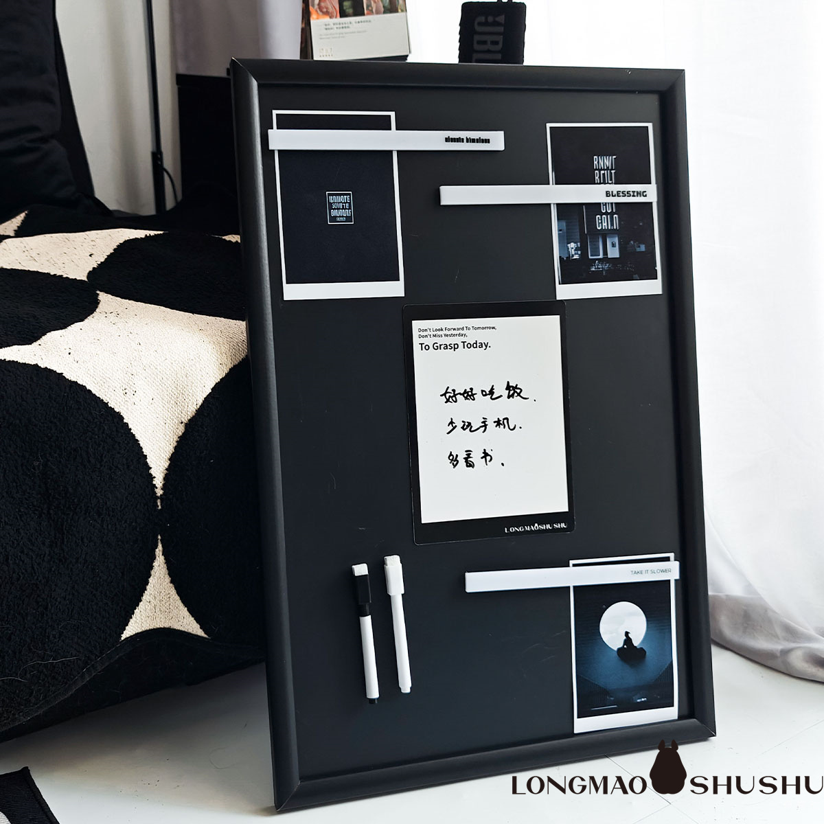 黑白INS冰箱留言板照片展示磁吸