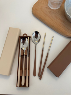 304不锈钢餐具盒筷子勺子套装 学生上班带饭便携餐盒一套 单人装