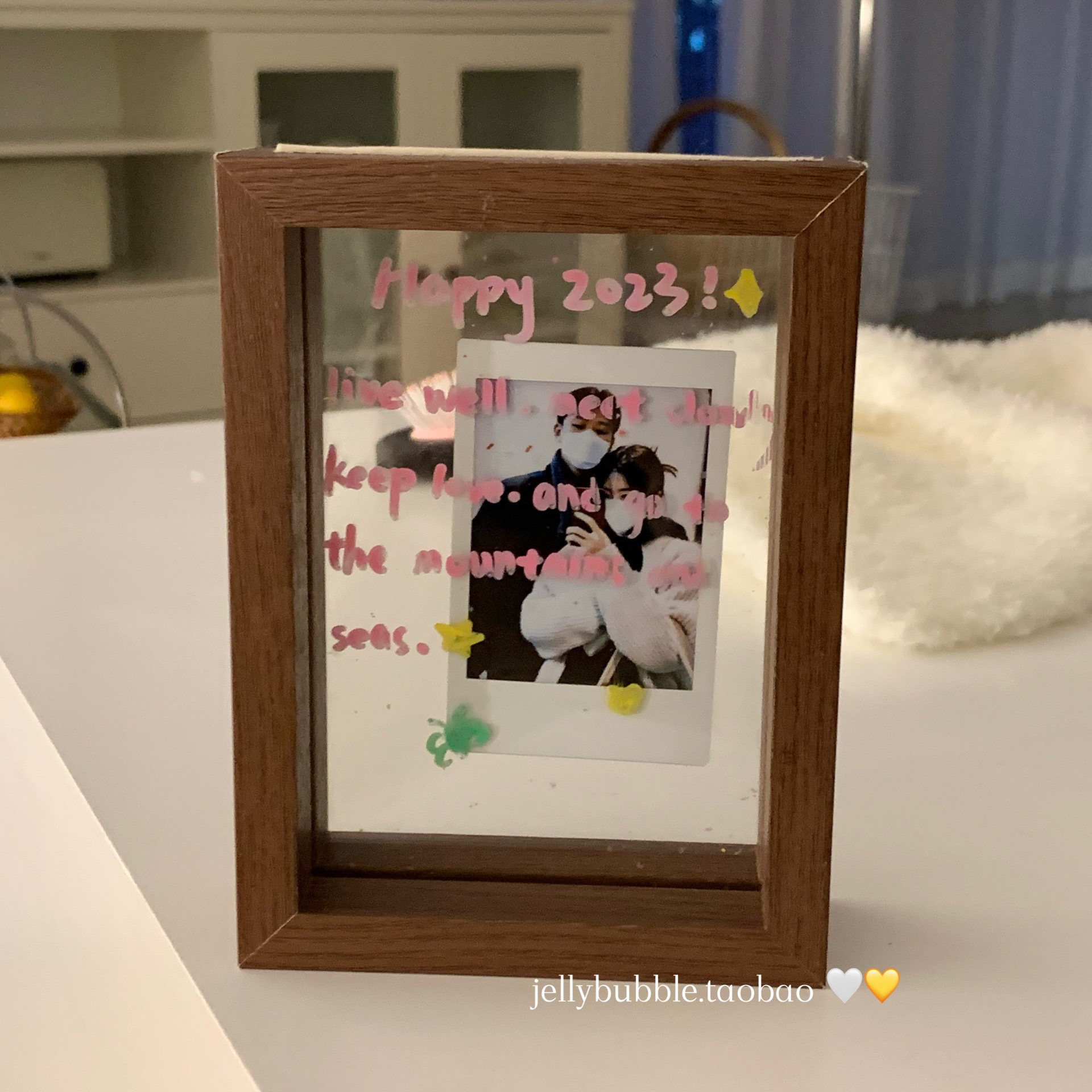 纪念日礼物|3寸拍立得照片爱豆小卡木质展示架相框立牌可画画涂鸦