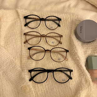 素颜神器～圆框眼镜框圆脸百搭超轻防蓝光平光眼镜简约镜框