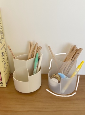 书桌收纳/韩国ins简约书桌系列白色透明笔筒大容量化妆刷收纳盒