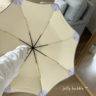 自动雨伞～彩胶防晒遮阳伞圆角晴雨两用伞ins小众折叠便携太阳伞