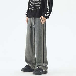 高街复古做旧直筒牛仔裤 ULTIMATE 侧面撞色拼接美式 2025AW GOAL