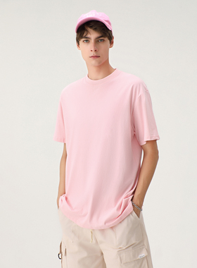 ULTIMATE GOAL 街头潮牌纯色圆领纯棉打底衫宽松情侣短袖T恤男女