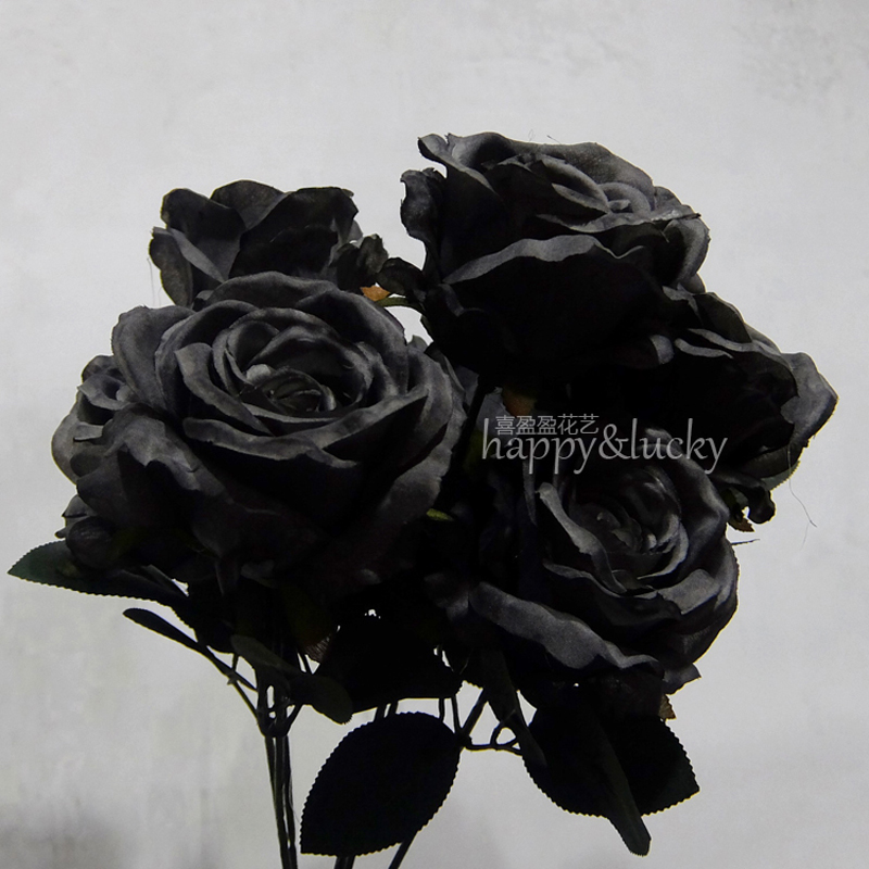 暗黑色仿真玫瑰假绢花朋克深紫