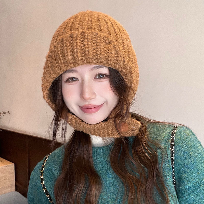 韩版ins氛围感针织雷锋毛线帽子女秋冬显脸小包头护耳保暖飞行帽