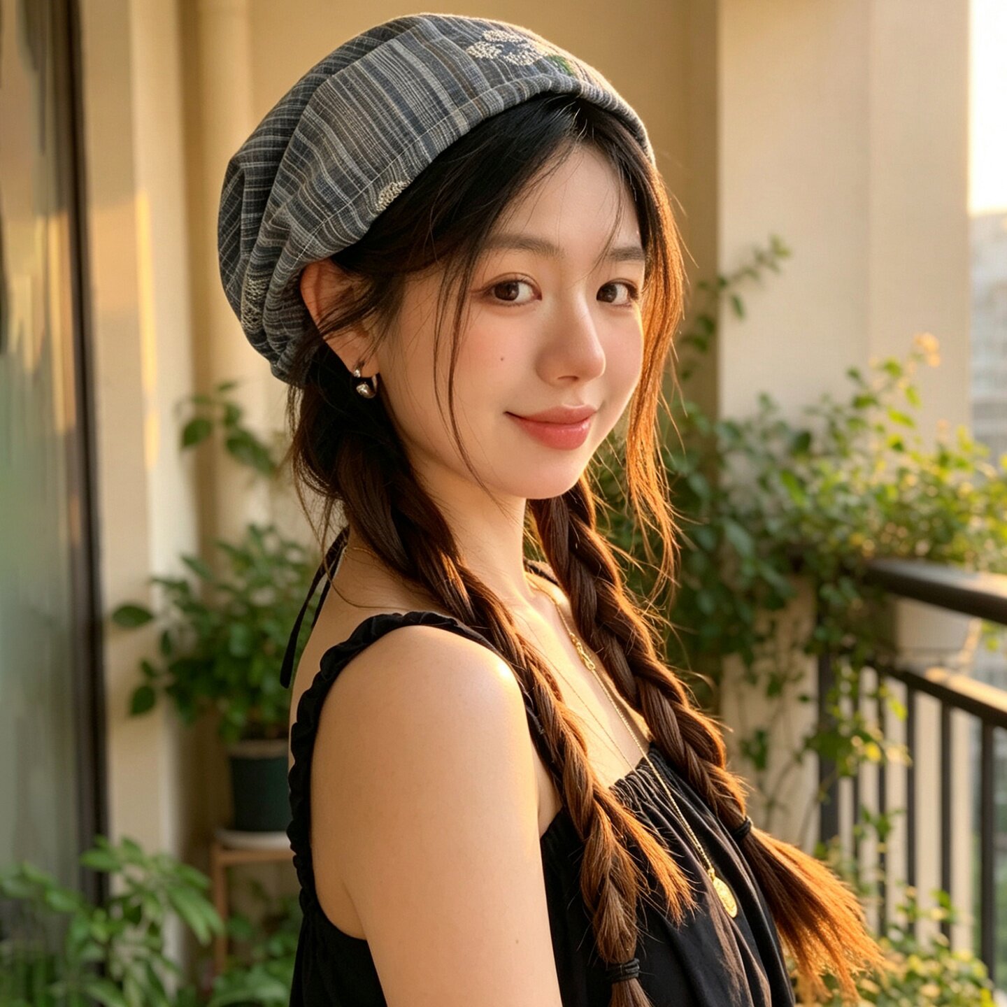 古风抽绳堆堆帽女士大头围包头帽显脸小时尚冷帽拍照百搭套头帽子