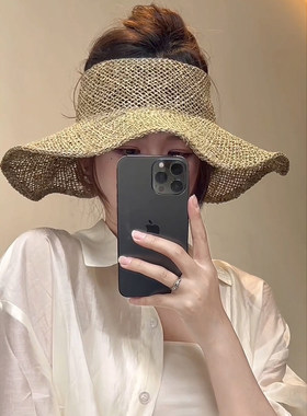 海边度假天然咸草镂空草帽