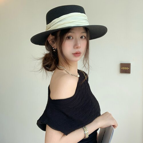 藤井树同款优雅防晒草帽女
