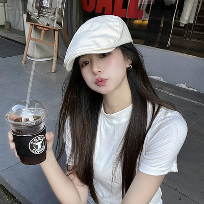 前进帽逛街英伦男女四季平檐纯色