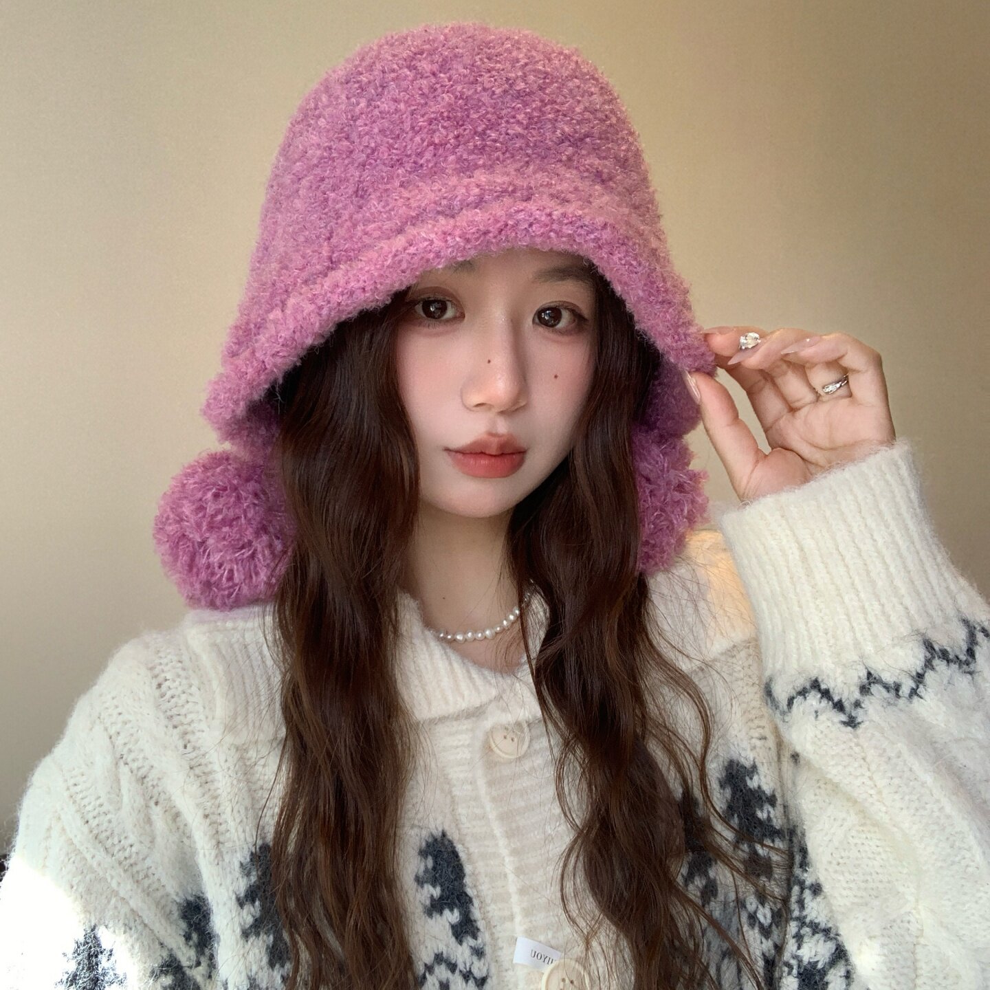 2025新款多巴胺可爱球球包头雷锋帽帽子女秋冬保暖百搭护耳毛线帽,服饰配件/皮带/帽子/围巾,帽子,淘宝优惠券,粉丝福利购,淘宝优惠卷
