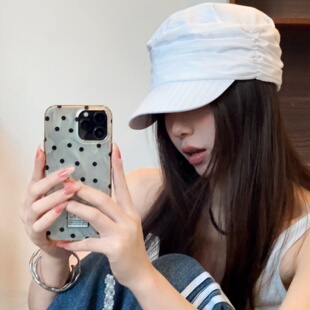 复古褶皱马术帽女春夏韩版简约时尚百搭显脸小男女通鸭舌帽用帽子