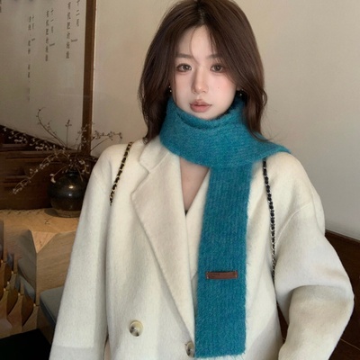 2025新款纯色针织长条细窄小围巾