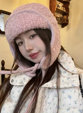 保暖防寒雷锋帽子女秋冬季加厚加绒护耳帽针织毛线帽飞行滑雪帽潮