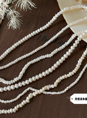 s925纯银天然淡水扁珠轻奢珍珠项链复古简约百搭碎碎锁骨链女