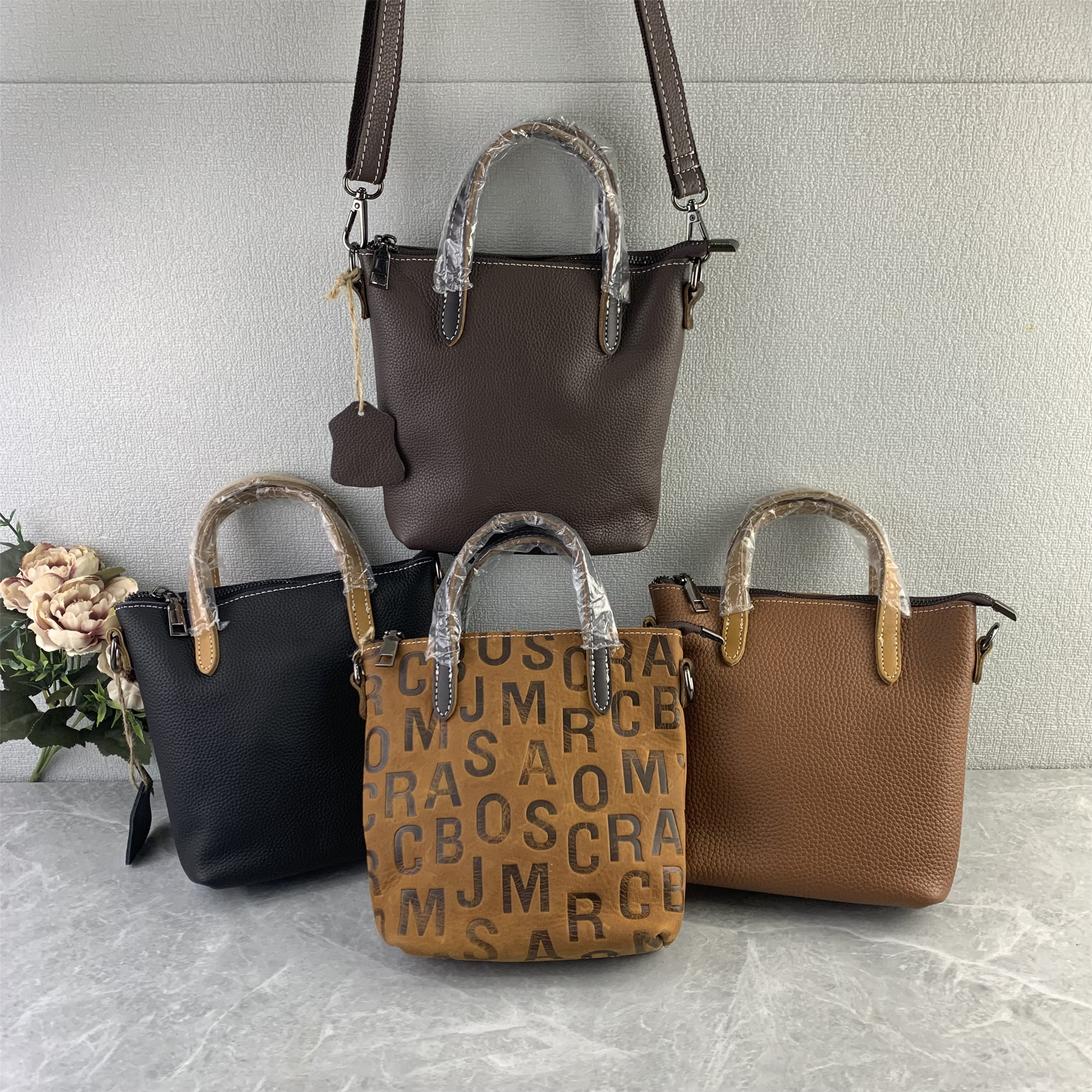 复古休闲手提托特包头层牛皮女包