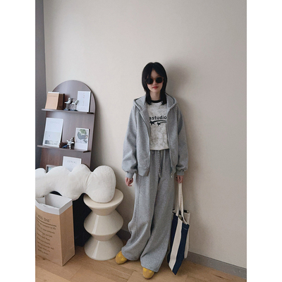 秋冬装运动休闲加绒加厚套装