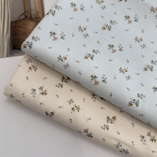 布亦 面料桌布窗帘布料手工diy小棉布 米色斜纹小碎花印花布服装