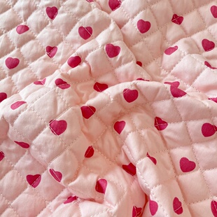 布亦绗缝粉粉爱心绗缝夹棉加厚布料服装 桌布抱枕手工diy重工