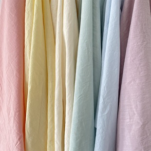 内衬面料diy 苎麻布料糖果色床单拍照背景连衣裙服装 布亦 纯色薄款
