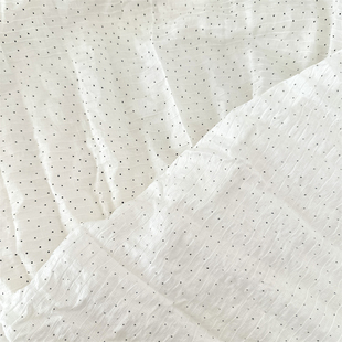 布亦 纯白色条纹压皱肌理感黑色小圆点衬衣连衣裙面料天丝棉布料