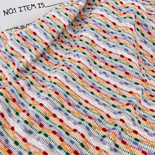 布亦 彩虹撞色ins风沙发抱枕套编织包包笔袋发箍手工diy毛毯布料
