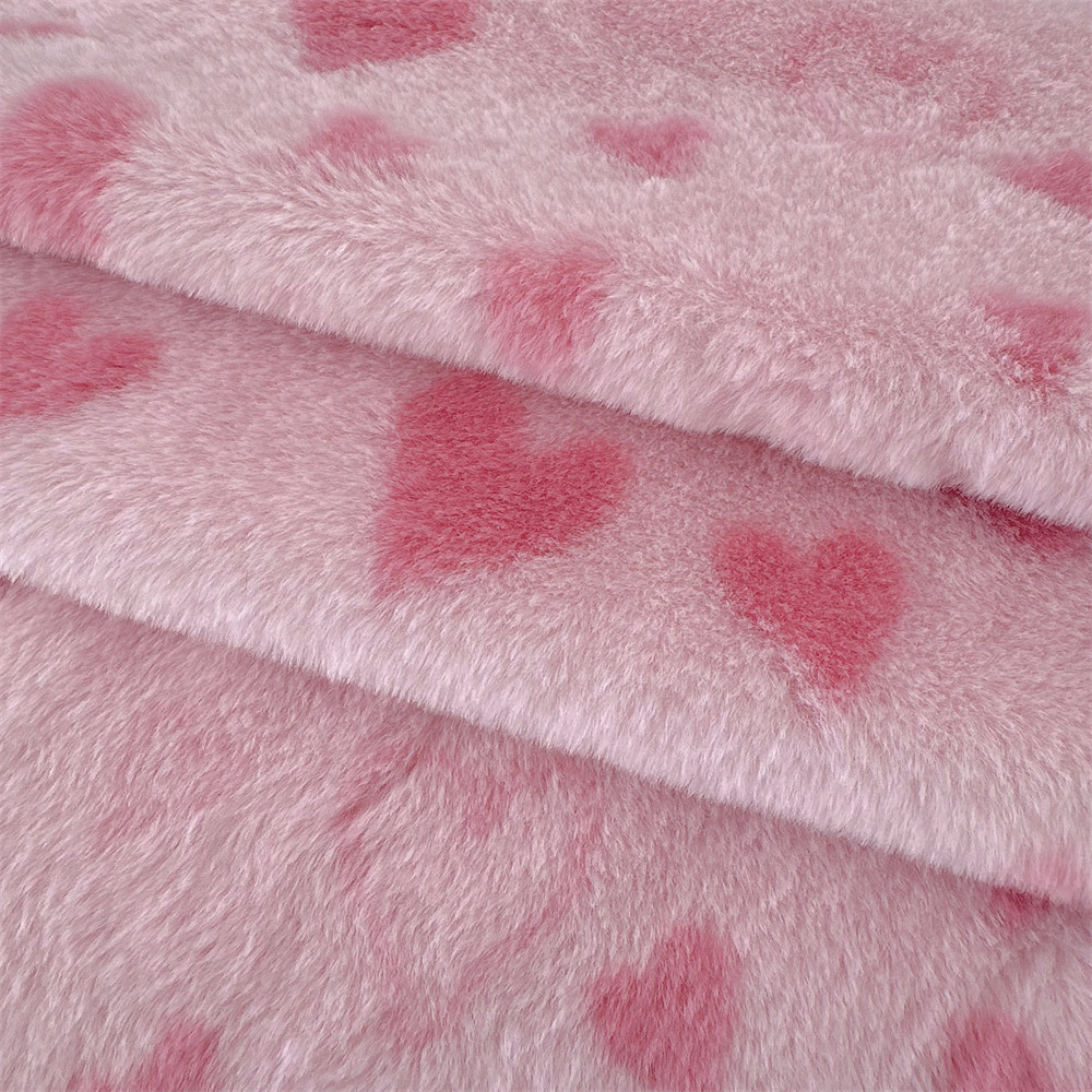 布亦 小爱心印花加厚毛绒布大衣外套围巾手套鞋帽服装diy包包布料