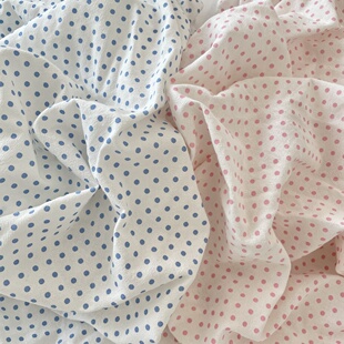 布亦新款 抱枕窗帘桌布手工diy 小清新ins皱布波点布料连衣裙服装