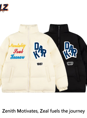 ZM.Z秋冬美式复古国潮刺绣羽绒棉服男女加厚情侣面包服外套潮棉衣