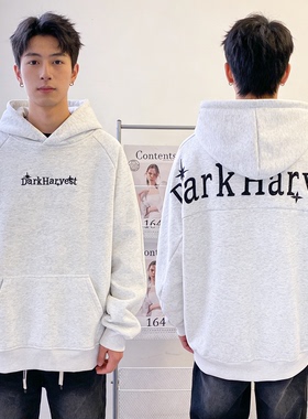 ZM.Z2026新款美式街头字母刺绣连帽卫衣男女宽松套头休闲百搭帽衫