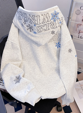ZM.Z2026春上新款雪花美式街头字母刺绣连帽卫衣男女百搭休闲帽衫