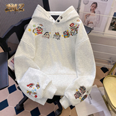 ZM.Z蜡笔小新卡通刺绣连帽卫衣2025新款 百搭加绒加厚宽松情侣上衣