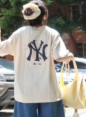New Era纽亦华合作MLB手绘泼墨短袖T恤情侣NY印花圆领透气宽松潮