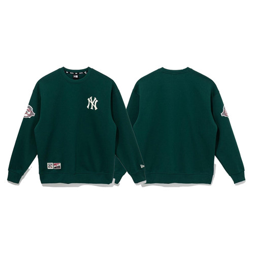 New Era X MLB纽亦华纽约洋基队NY圆领套头字母刺绣卫衣男女同款