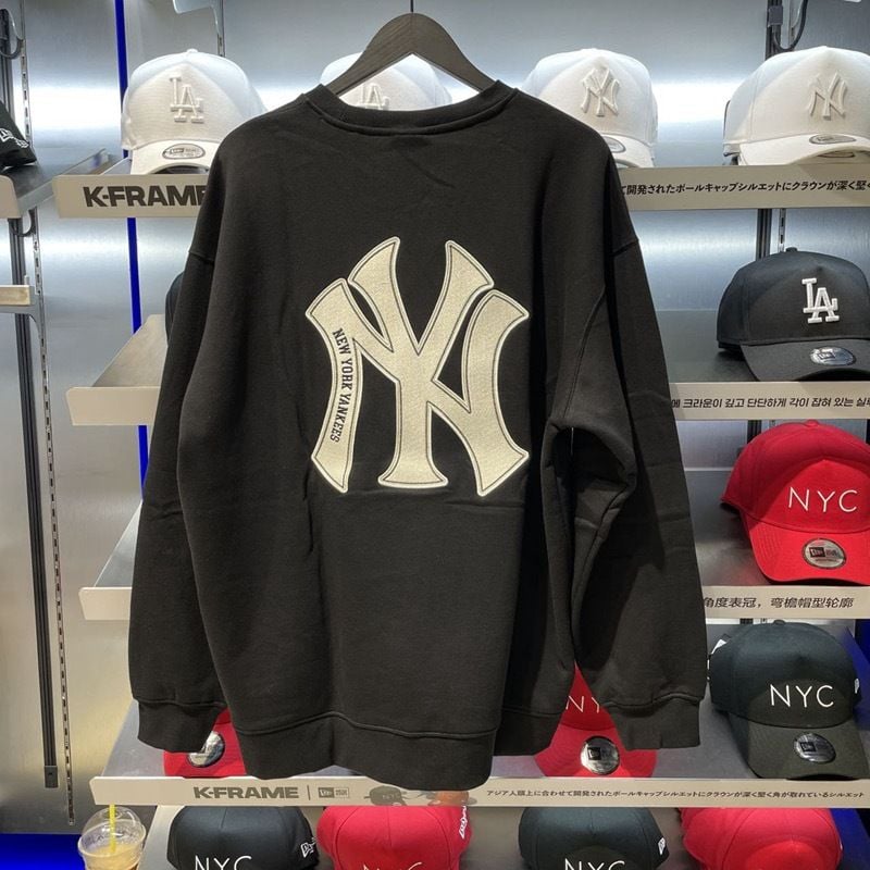 New Era X MLB纽亦华NY洋基队Logo刺绣长袖圆领加绒卫衣男女同款