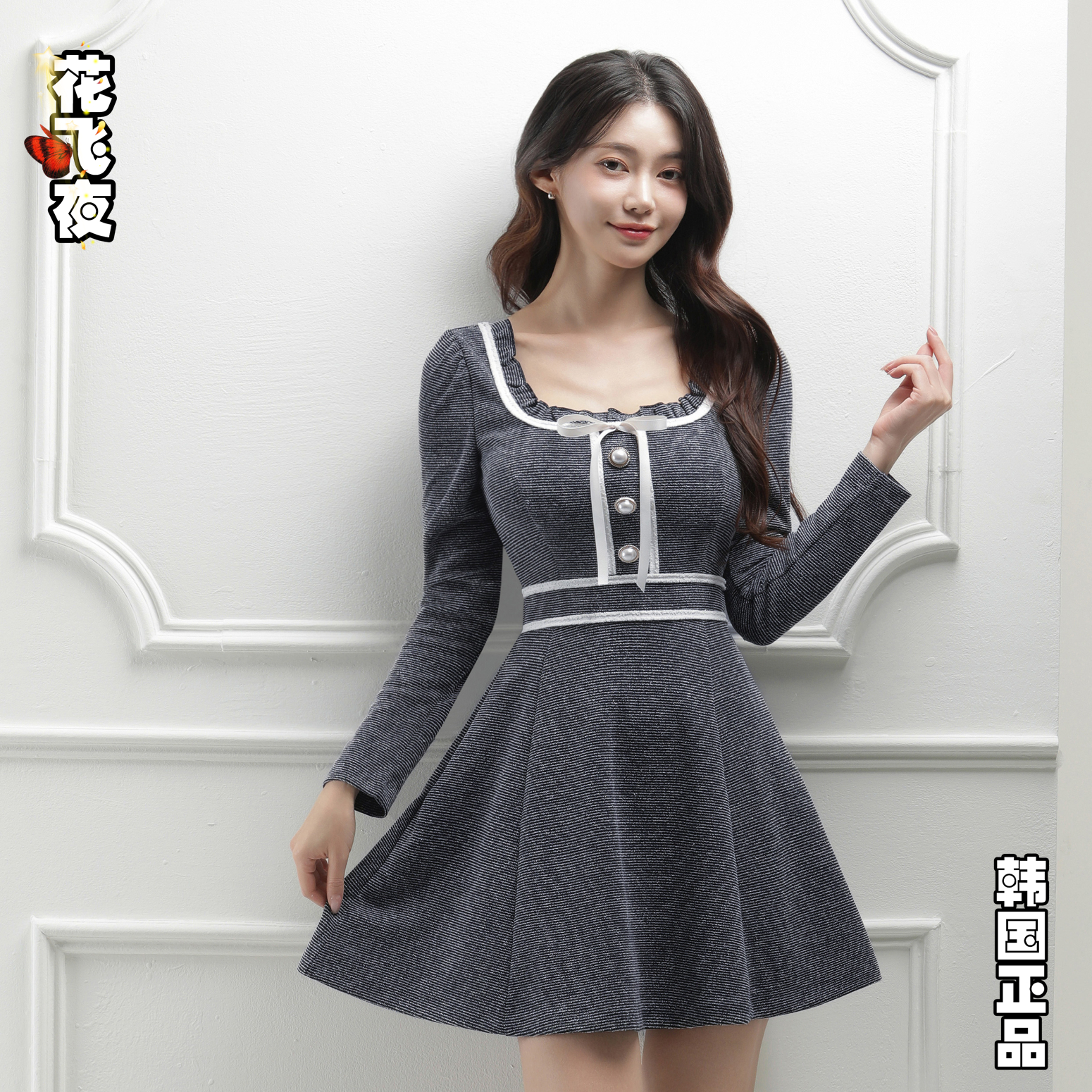 韩国代购2025年冬款小个子女生A字连衣裙少女风百搭通勤韩版洋装