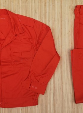 橘红色户外工作服 醒目颜色户外安全防护 夹克款夏季冬季工作服