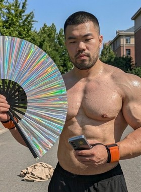 镭射幻彩大号折扇电音节拍照