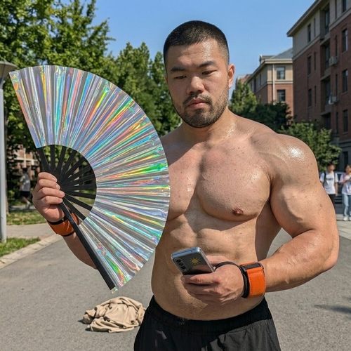 镭射幻彩大号折扇电音节拍照