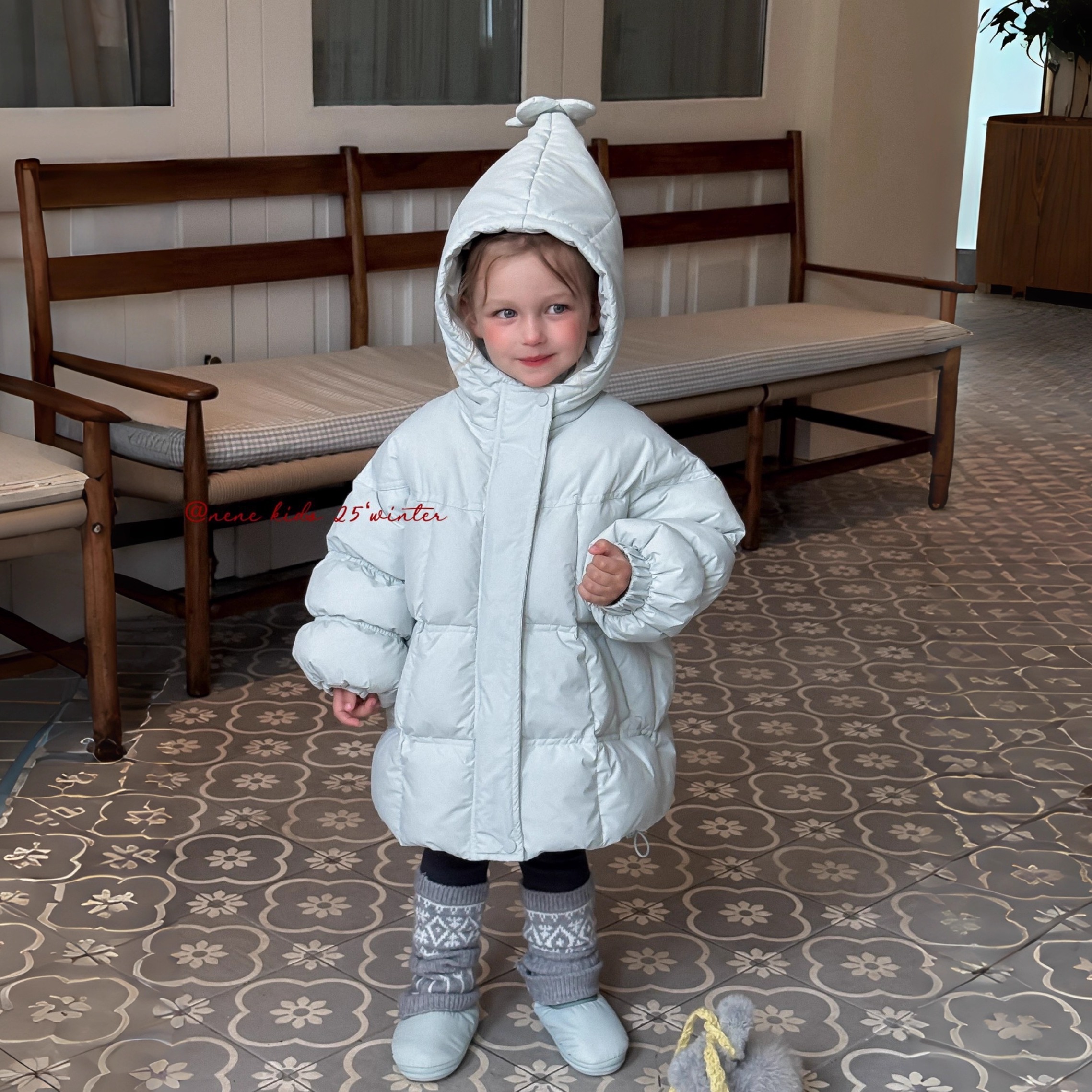 【正品现货】Miu哩女童羽绒服精灵帽2025冬装新款儿童中长款连帽