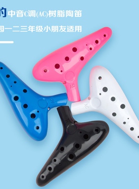 龙轩陶笛小款12孔中音C调AC树脂防摔幼儿园一二三年级音乐课初学