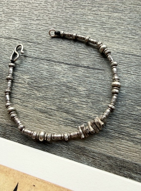 【尘】原创纯银珠不规则碎银手链 手编手链 脚链 情侣手链