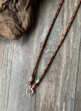 【颈间】原创设计泰国蜡线手工编符管吊坠牌挂绳纯银扣定制颜色