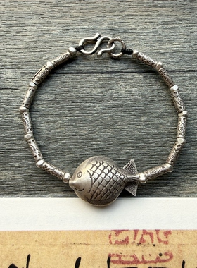 【魚】原创纯银珠不规则碎银手链 手编手链 脚链 情侣手链