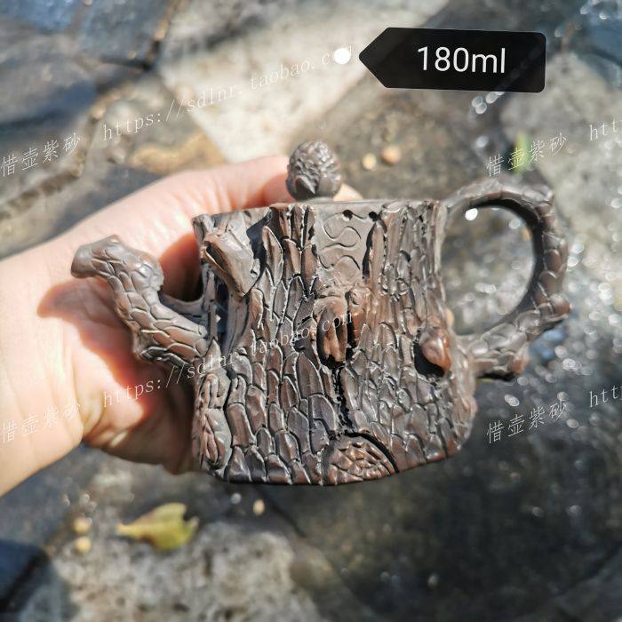 云南建水紫陶壶仿生树桩壶树根壶全手工180ML微微瑕