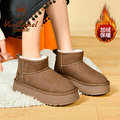 VANCAMEL 休闲短靴女 厚底防滑雪地靴鞋 西域骆驼冬季 加绒2025新款