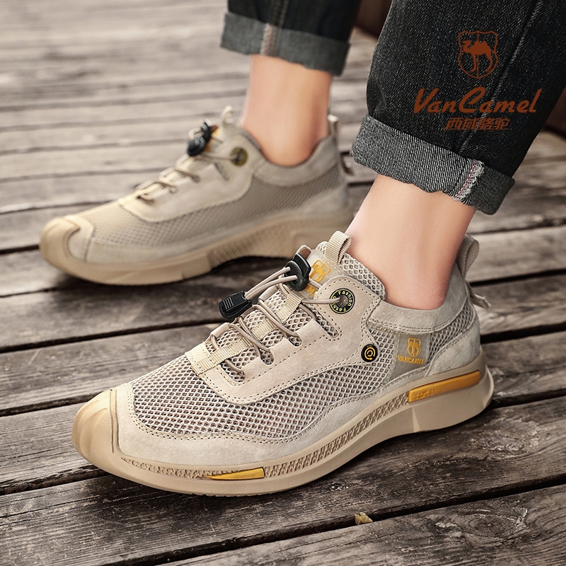 西域骆驼男鞋透气镂空网鞋夏凉鞋