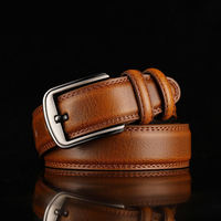 New minimalist men's belt, men's cowhide needle buckle belt, brown casual and trendy men's belt gift for middle-aged and young people thumbnail 3